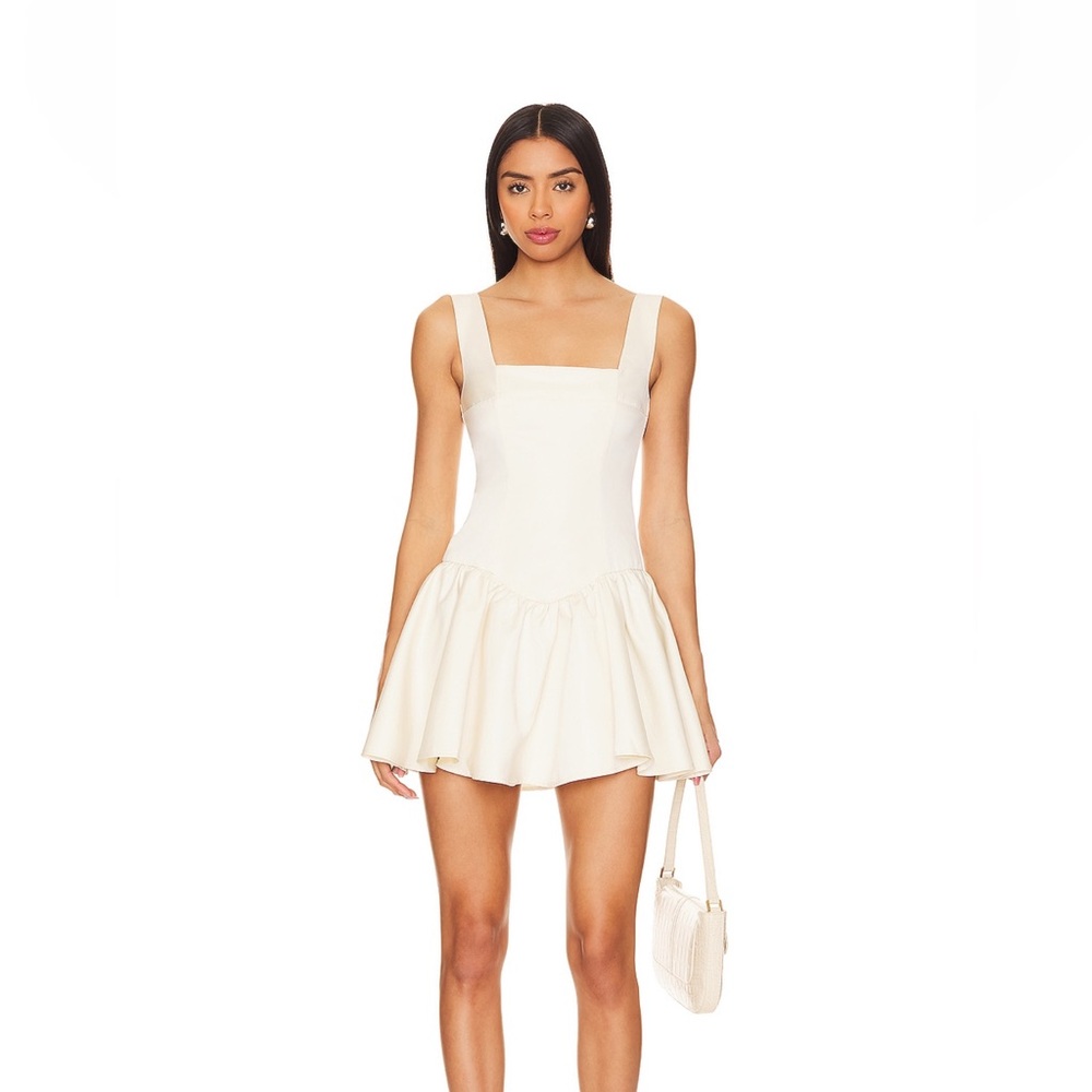 WeWoreWhat Satin Mini Dress- Ecru
